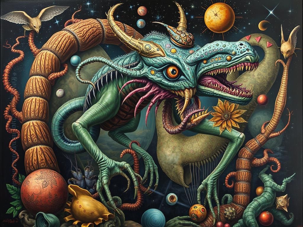 Ayahuasca Jabberwocky Surreal Fantasy Painting