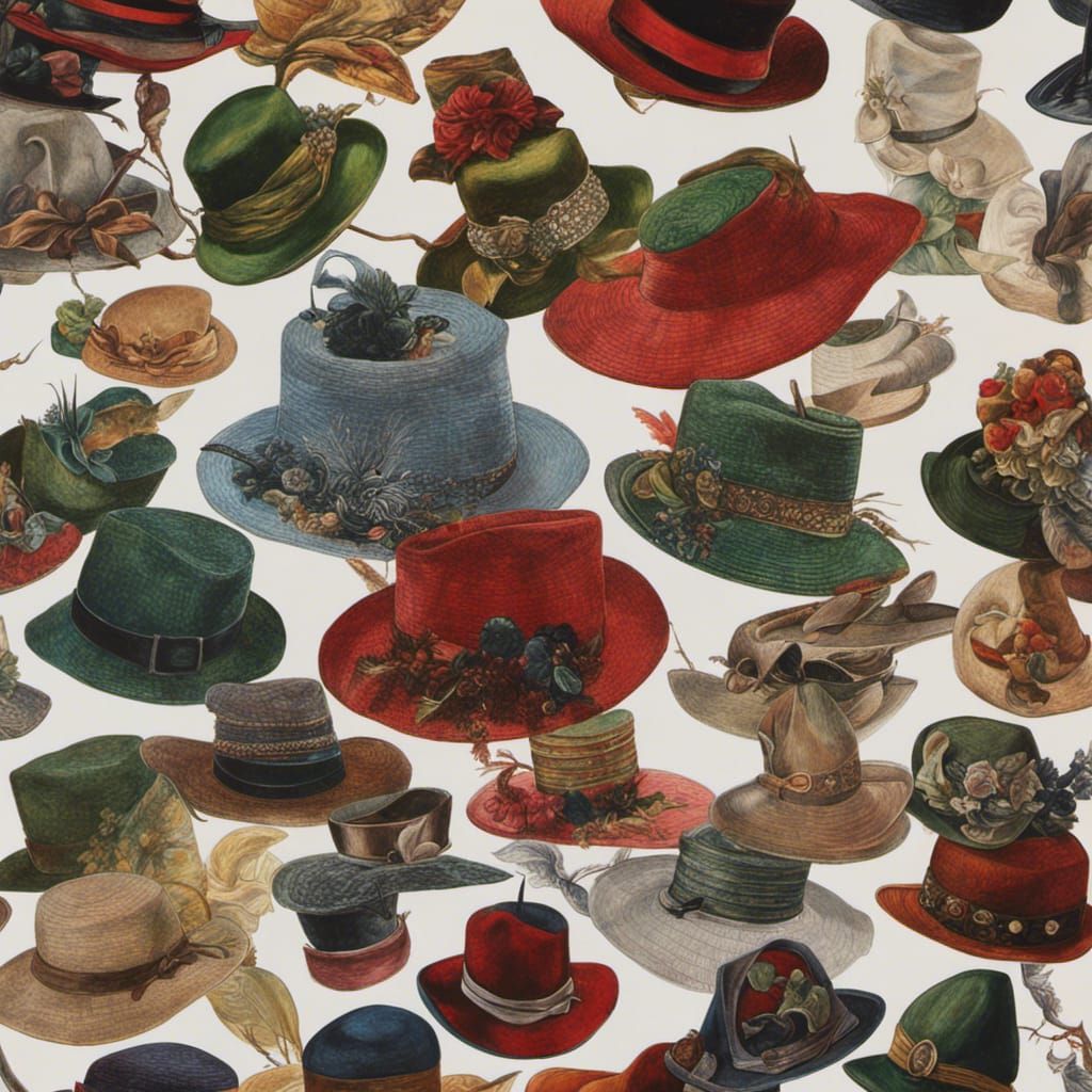 Surreal Hats in Photorealistic Hyper-Realism Style