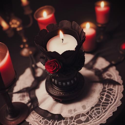Single Candle on Victorian Table, Gothic Photography