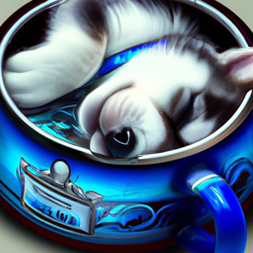 Sleeping Husky Puppy Portrait, Hyperdetailed Art