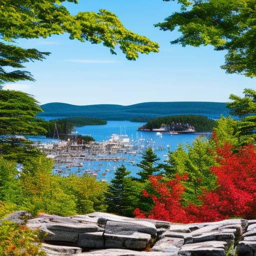 Hyper Detailed Scenic Landscape of Bar Harbor, Maine