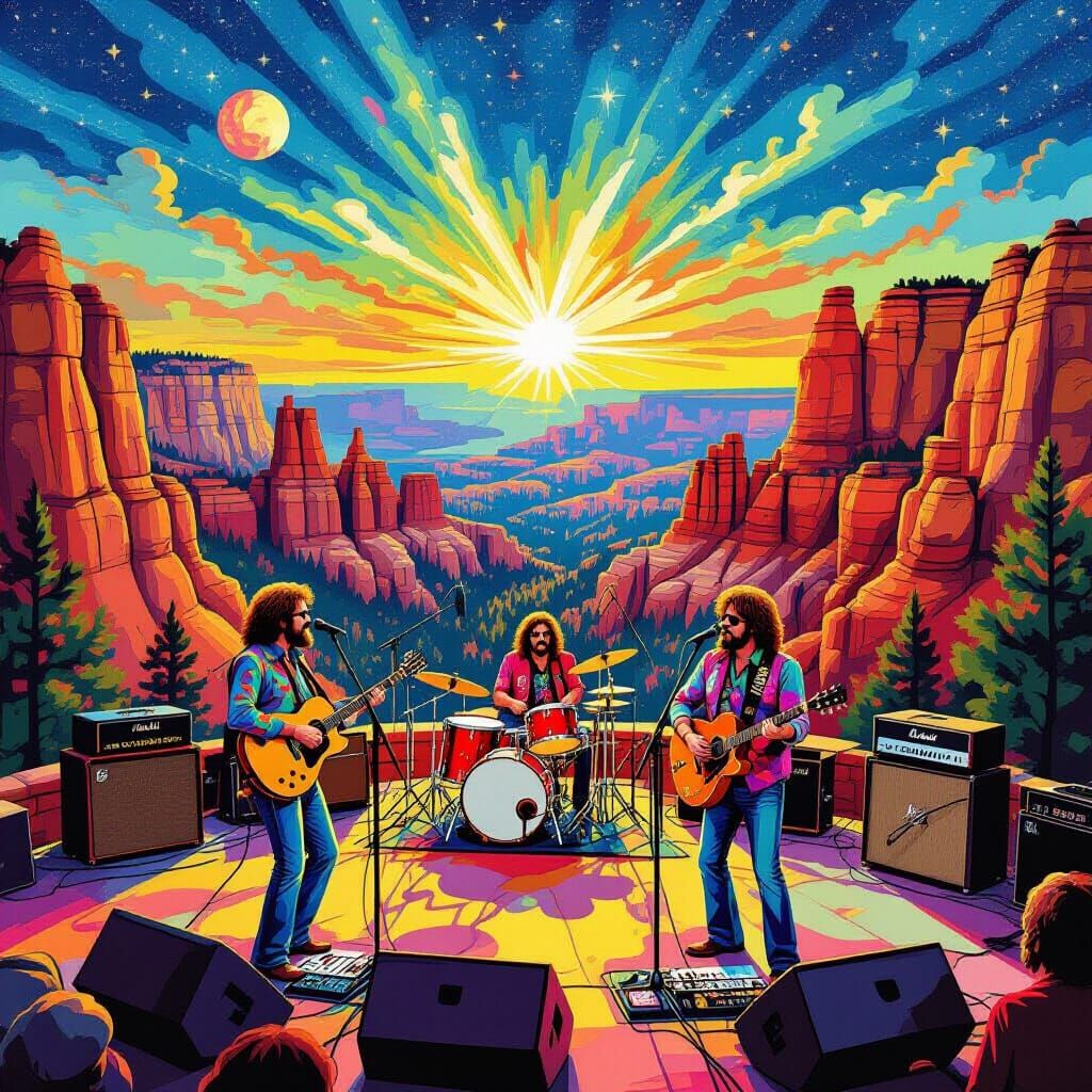 Grateful Dead Concert in Bryce Canyon Psychedelic Style