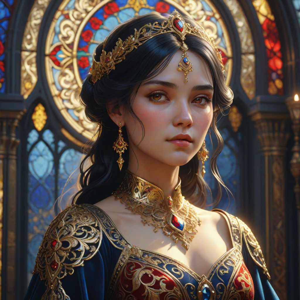 Elegant Medieval Lady in Soft Golden Light