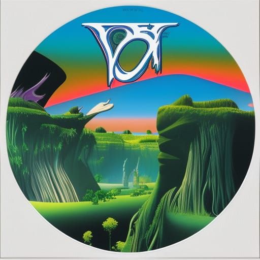Vinyl album cover, Roger Dean style tribute
