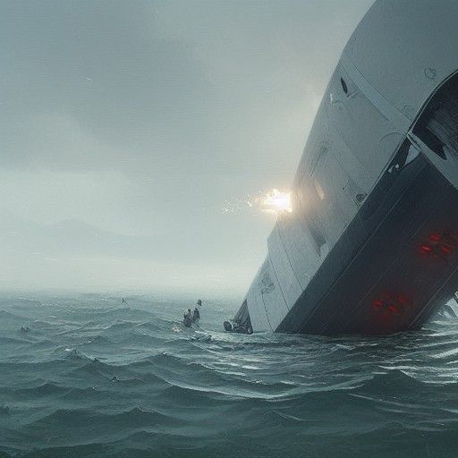 Sinister Capsized Boat in Dark Fantasy Style
