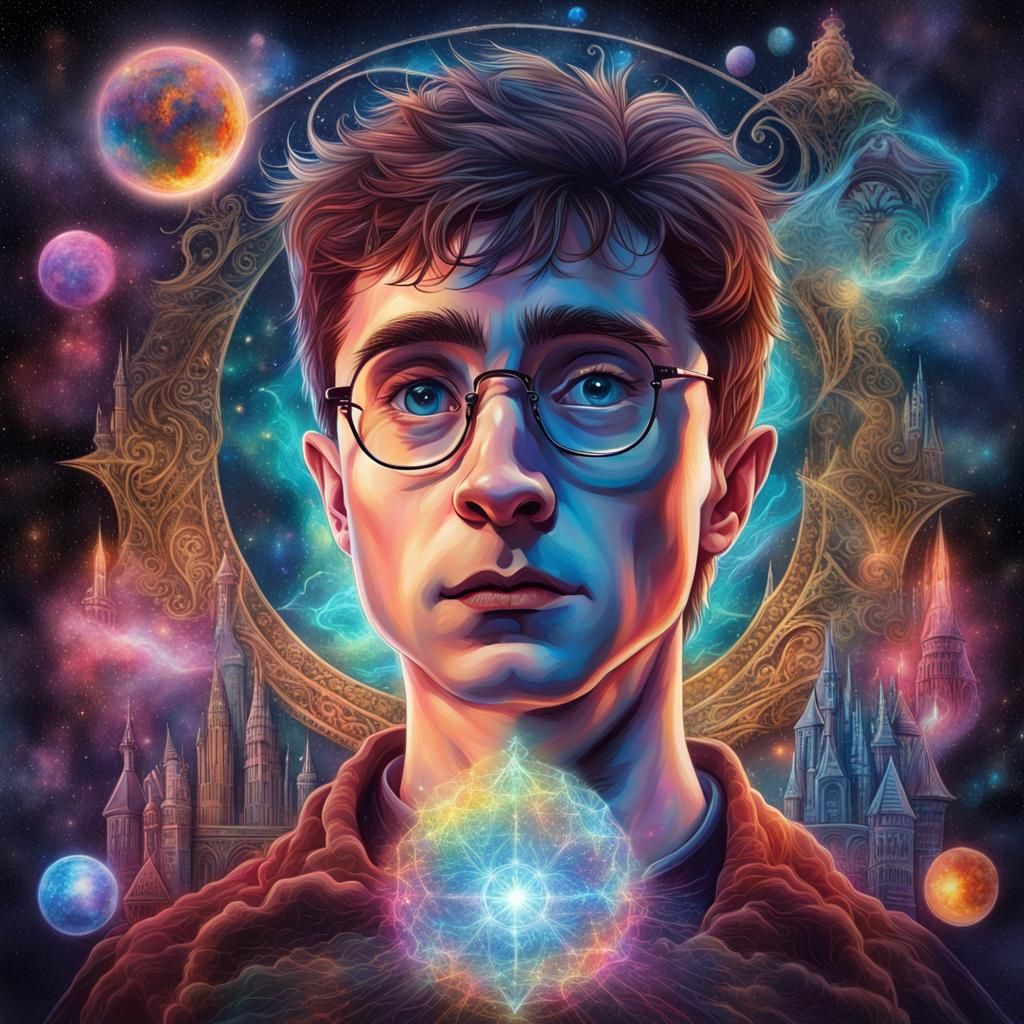 Astral Harry Potter Illustration in Pablo Amaringo Style