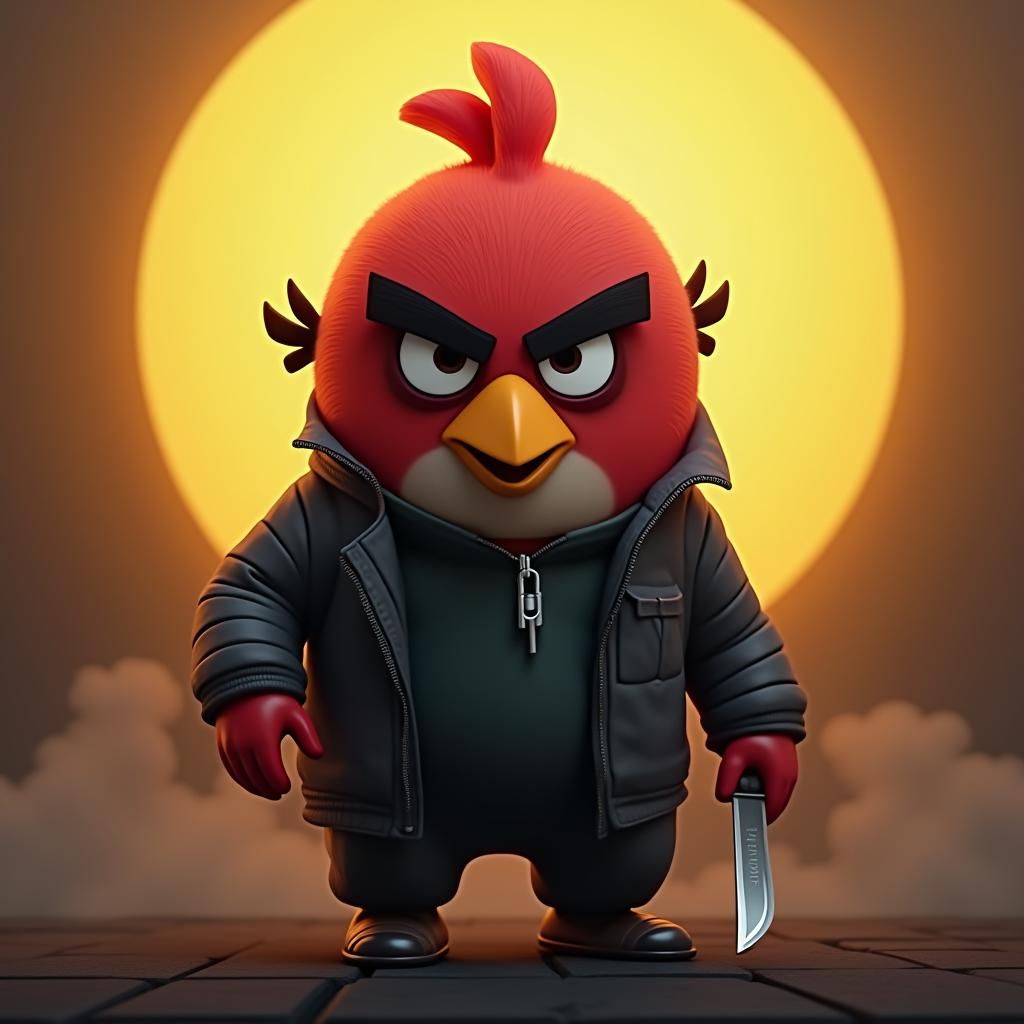 Michael Myers as Angry Bird in 3D Cartoon Style