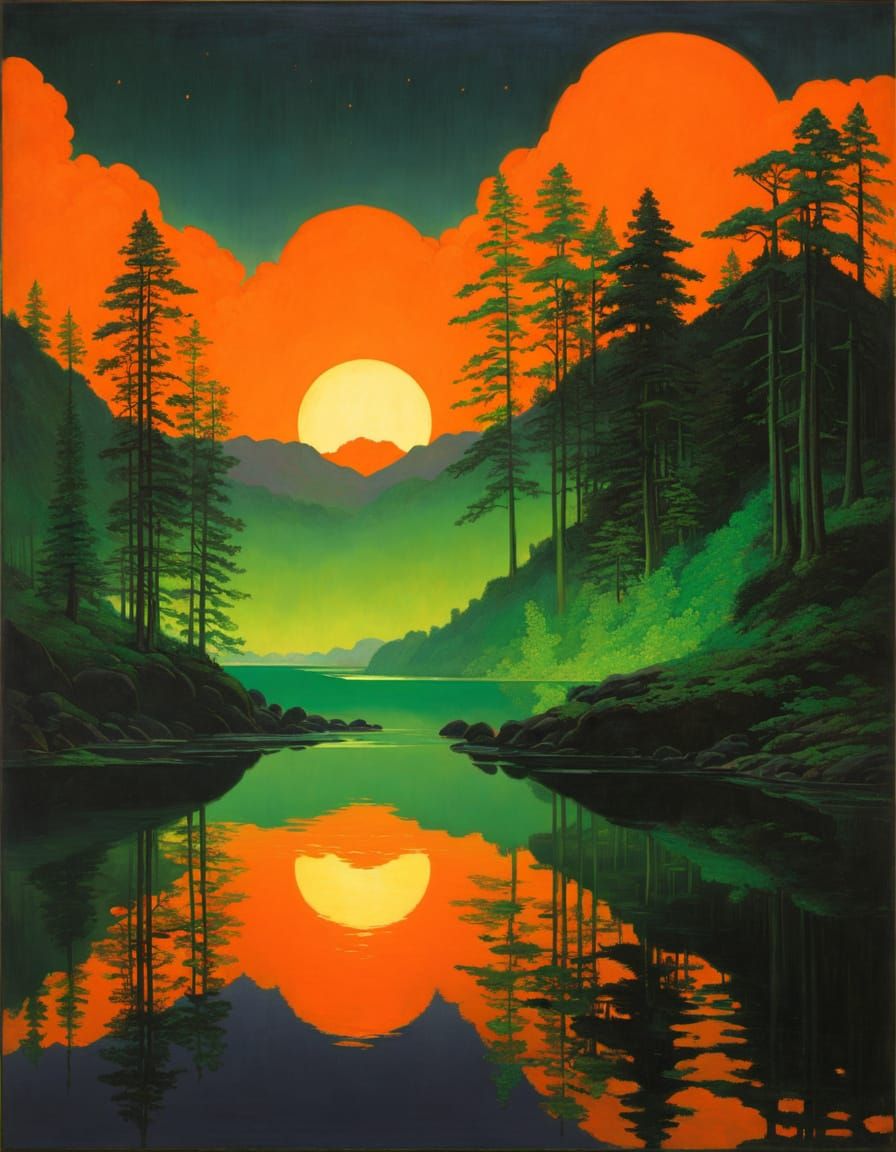 bright orange, bright green, neon orange