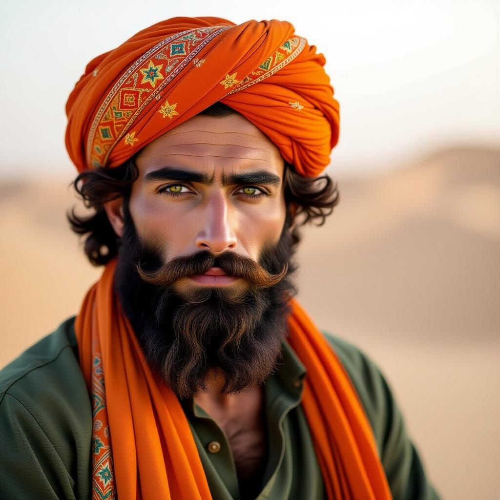 Middle Eastern Man with Turban Portrait