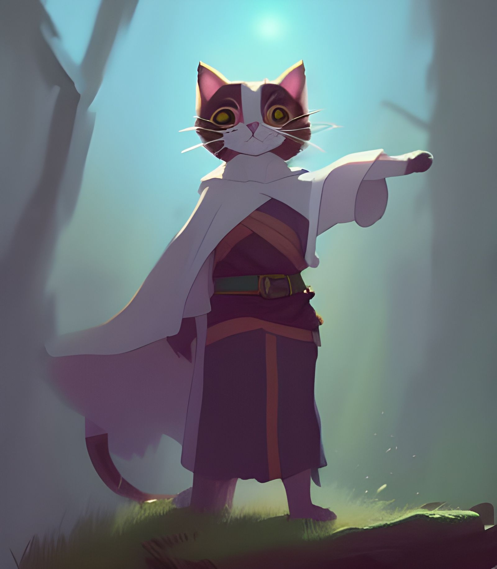 Cute Cat as Wizard, Detailed Fantasy Art