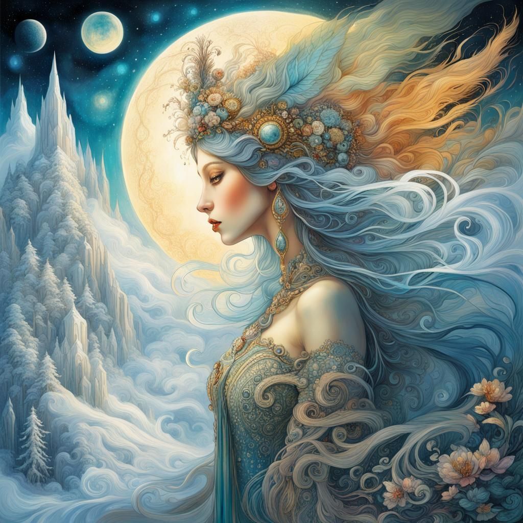Winter Goddess in a Magical Fantasy Matte Painting
