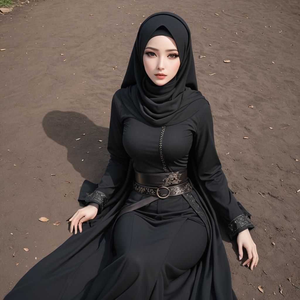 Beautiful Girl in Hijab, Anime Style