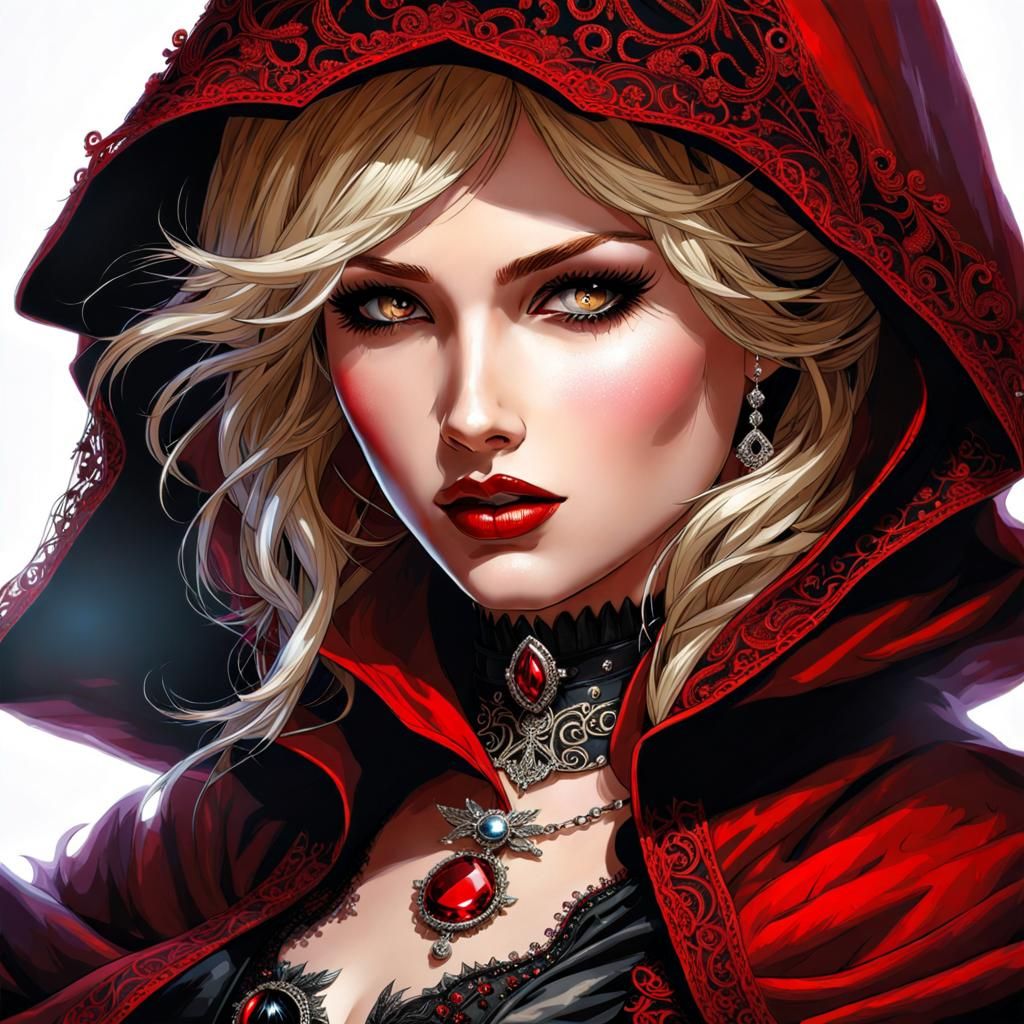 Gothic Little Red Riding Hood in Splash Art Style