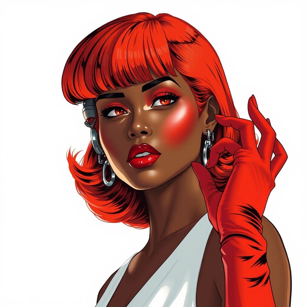 Red-Haired Woman in Art Deco Style