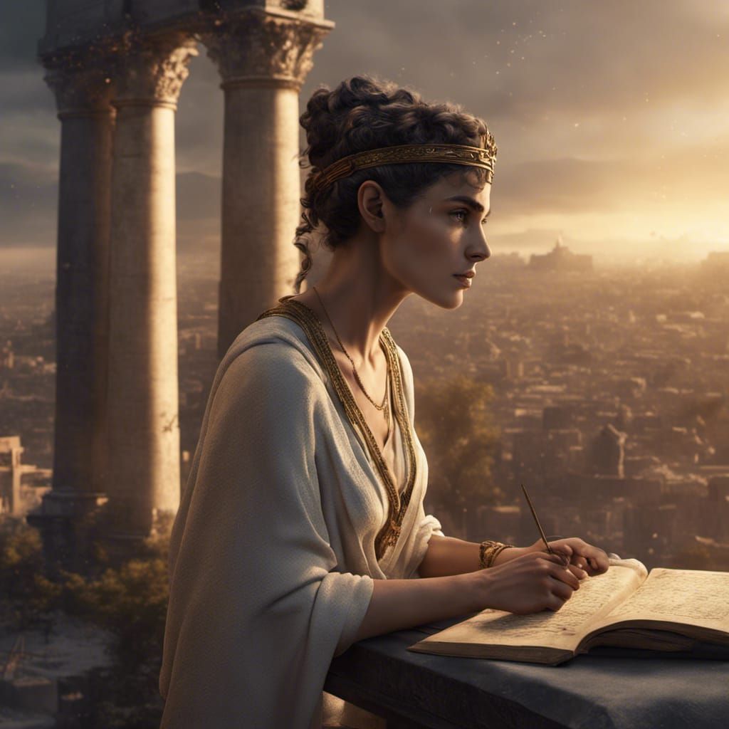 Hypatia of Alexandria Lecturing: Detailed Matte Painting