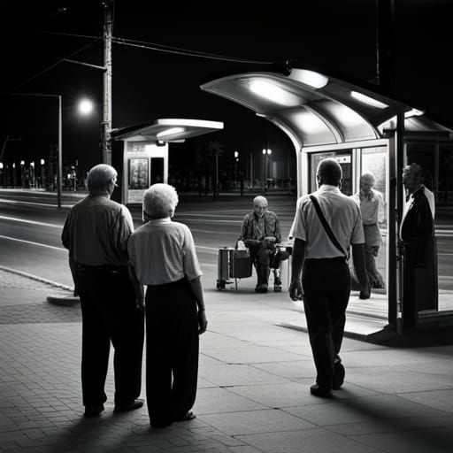 Summer Night Bus Stop: Street Photography in 64K