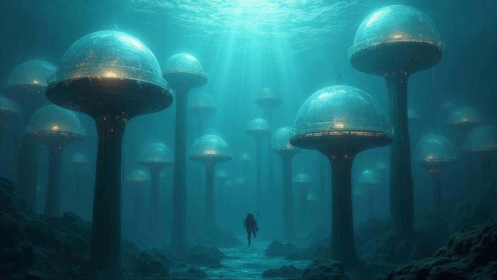 Glowing Underwater Metropolis of the Deep