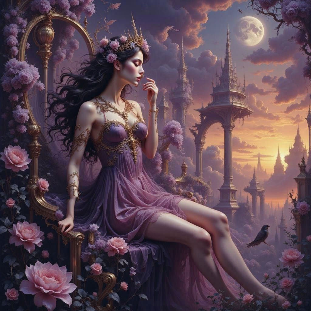 Ethereal Fantasy Woman in Hyperdetailed Dark Art