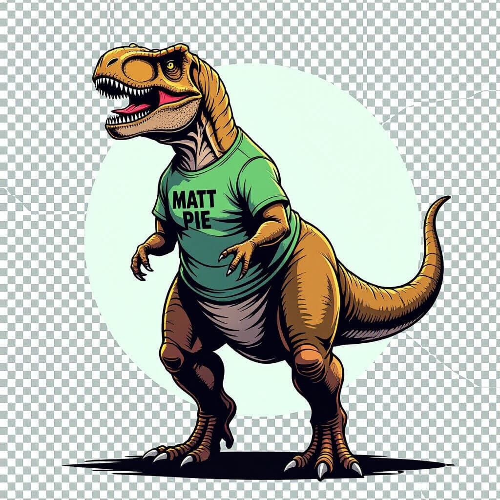 Muscular T-Rex in Bold Comic Style with Muted Tones