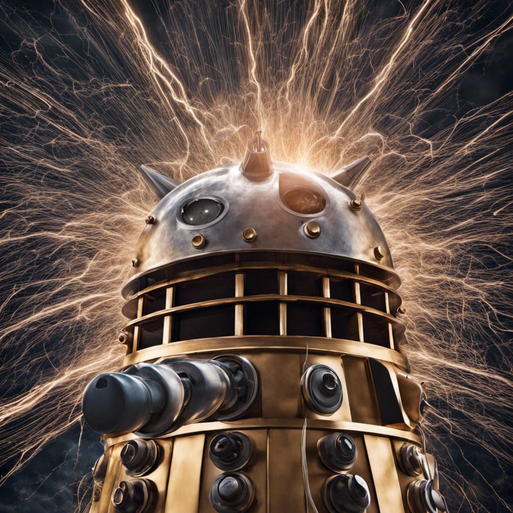 Hyperrealistic Dalek Amidst Electrical Arcs