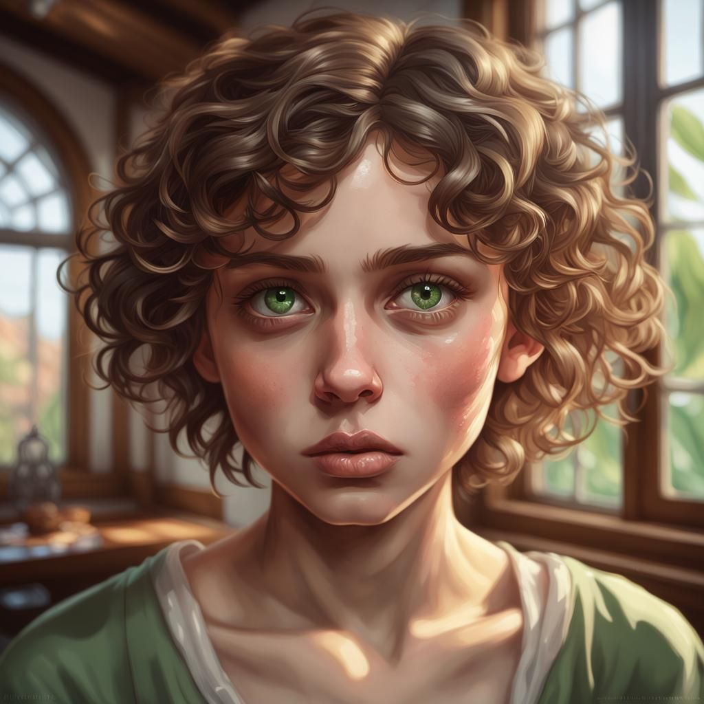 Sad Girl Portrait in Hyperdetailed Digital Art Style