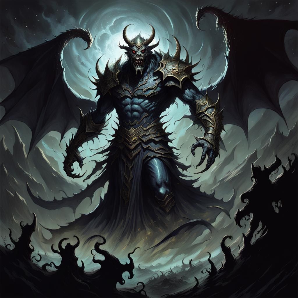 Cosmic Demon with Evil Smile in Horror Style