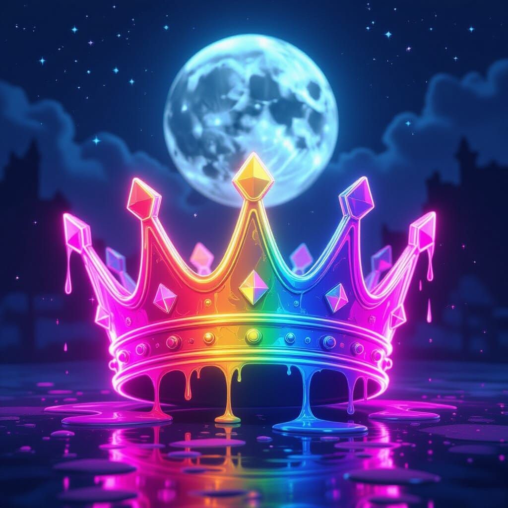 Neon Crystal Crown Gleaming in Moonlight