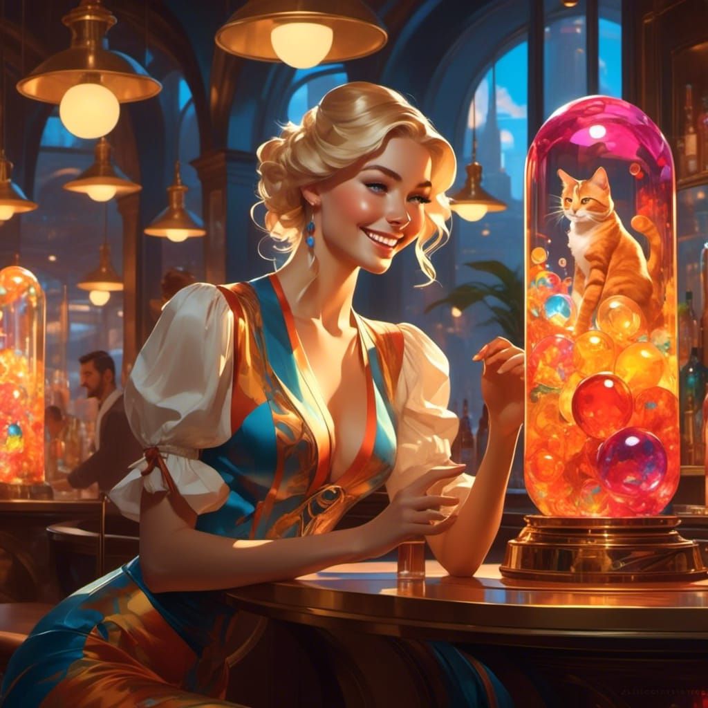 Julie; "Well AI that's one way to get me to smile at a lava lamp, stick a cat in it, poor little thing"