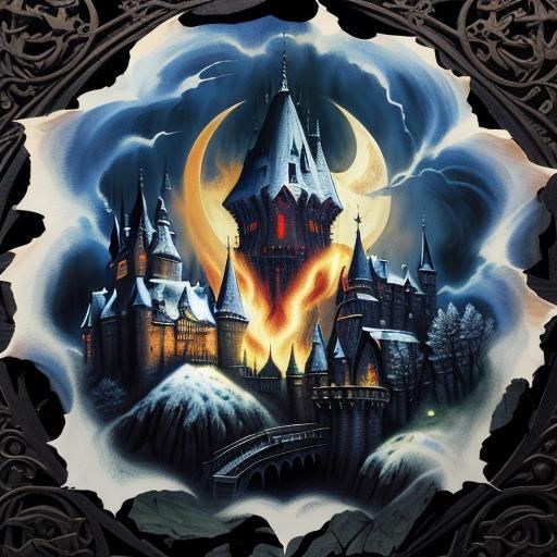 Dracula's Castle: A Horror Landscape Painting