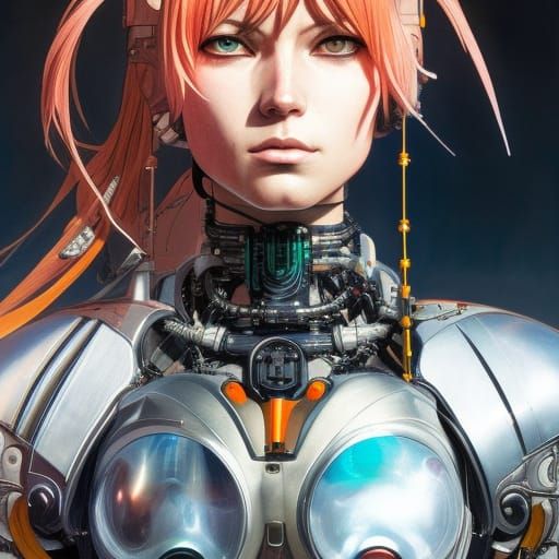 Cyborg Woman Portrait in Detailed Digital Art Style