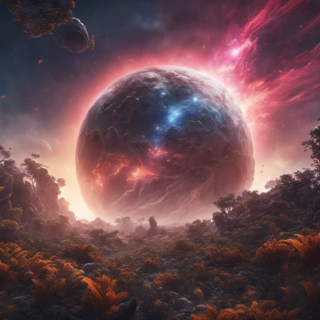 Lush Planet Supernova in Detailed Matte Painting