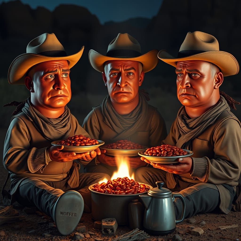 Sausage Cowboys at Campfire, Wild West