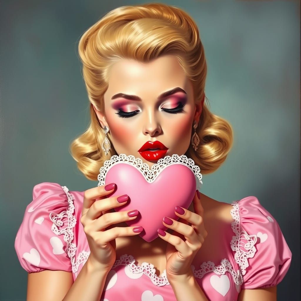 Sultry Rockabilly Pin-up Girl Blows a Kiss