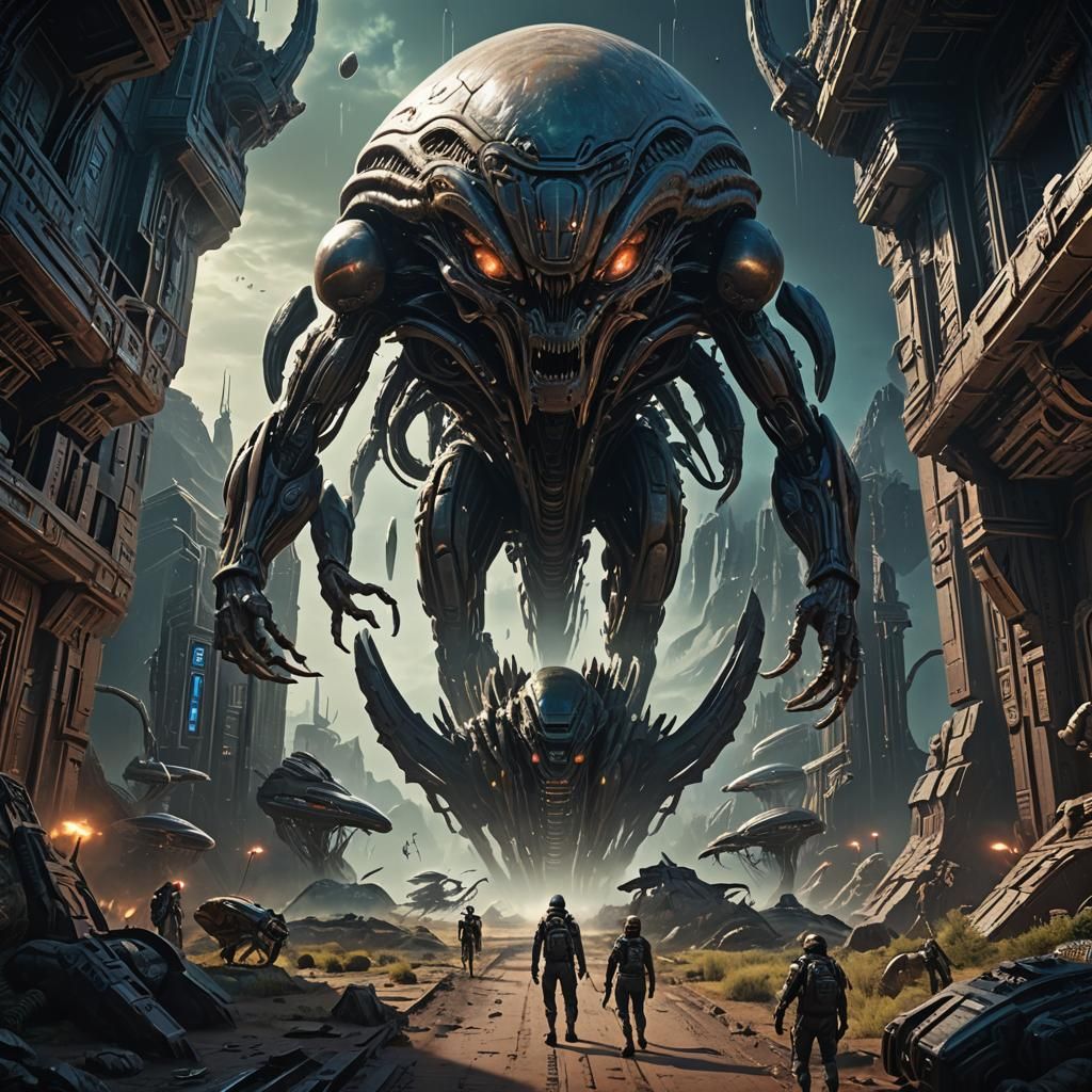 Epic Alien Arrival: Detailed Matte Painting