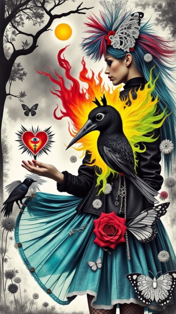 Punk Faith: Goth Woman with Sacred Heart