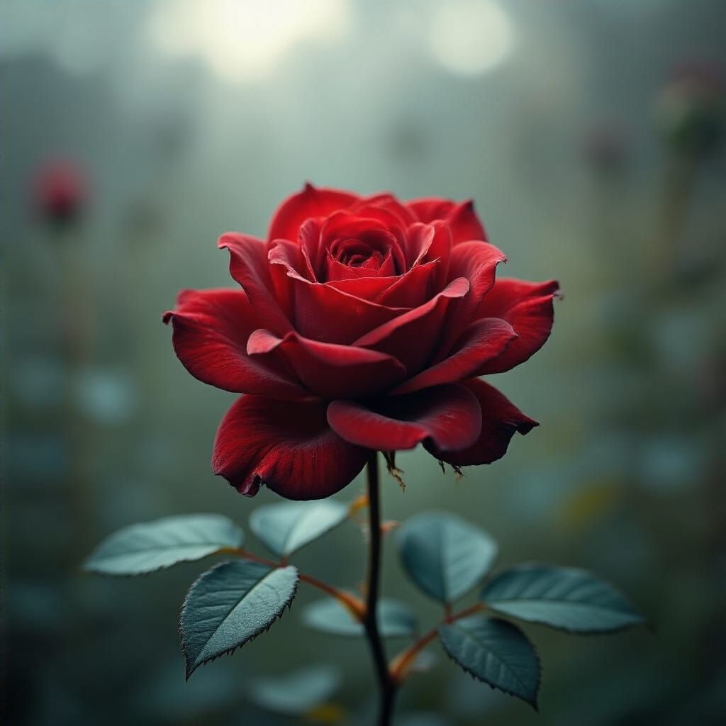 Dramatic Macro Photograph of a Blood-Red Rose