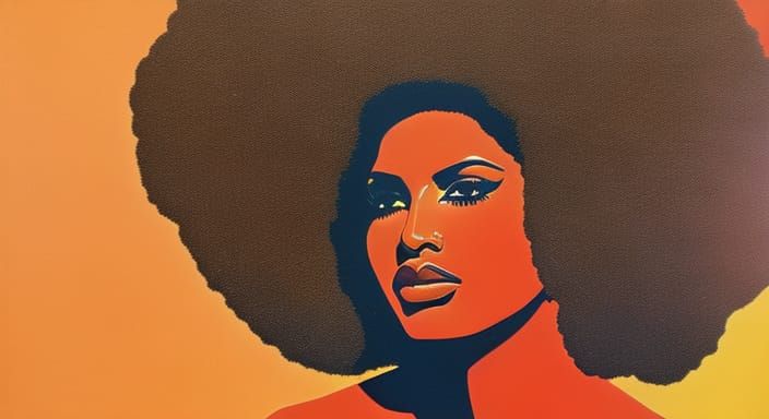 Psychedelic Portrait of Woman with Afro, 1970s