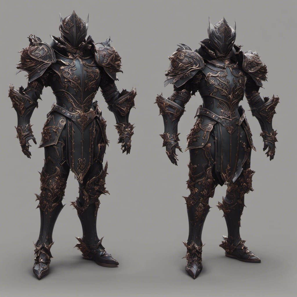 Black Rose Knight Armor in Detailed Matte Painting