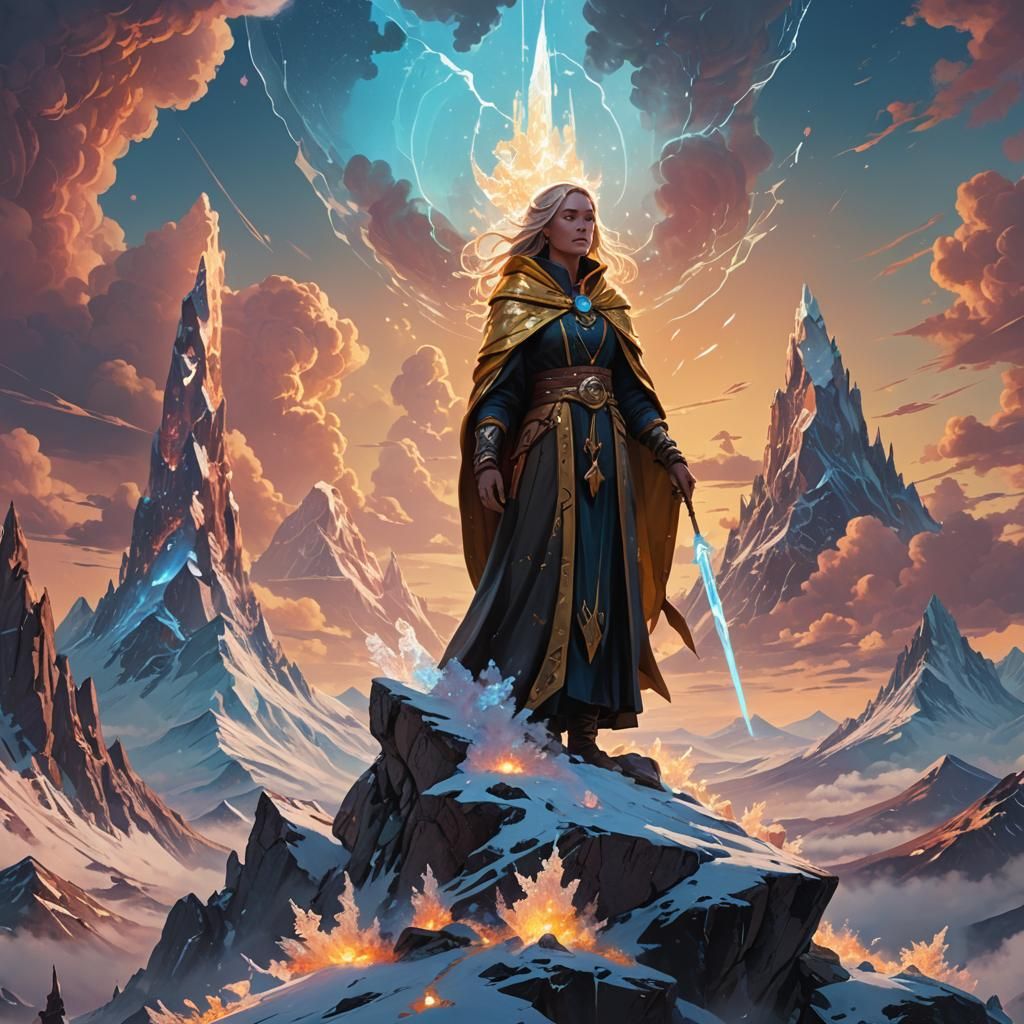 Mystical Sorceress on Crystal Mountain: Fantasy Art