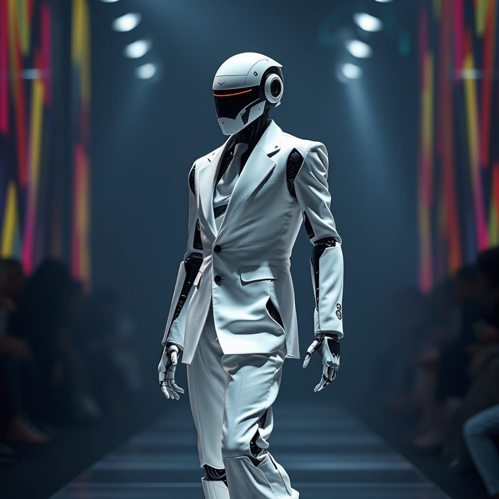 Fashion Robot Struts Down the Runway in a Vibrant Suit