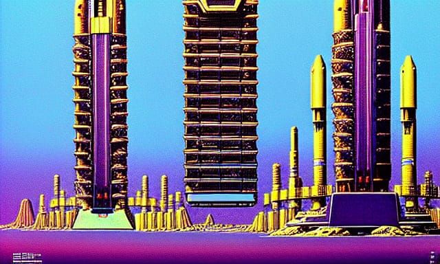 Futuristic Space Buildings in Science Fiction Style