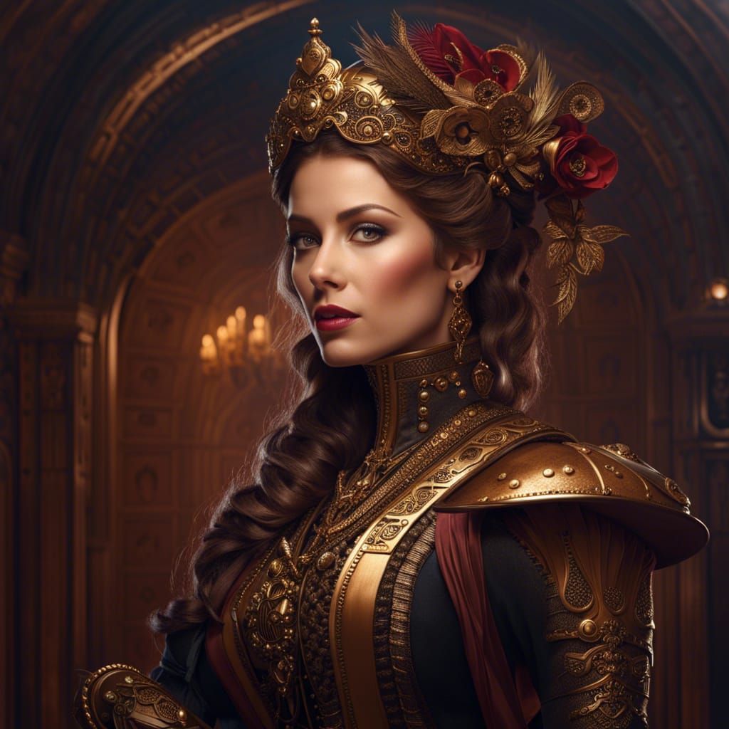 Steampunk Queen Portrait in Detailed Matte Painting