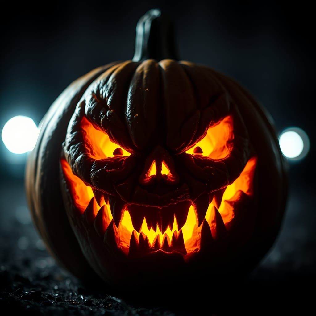 Menacing Halloween Pumpkin Portrait in Gothic Style