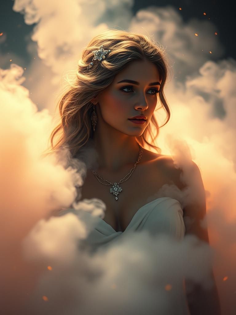 Ethereal Greek Goddess in Mystical Realm