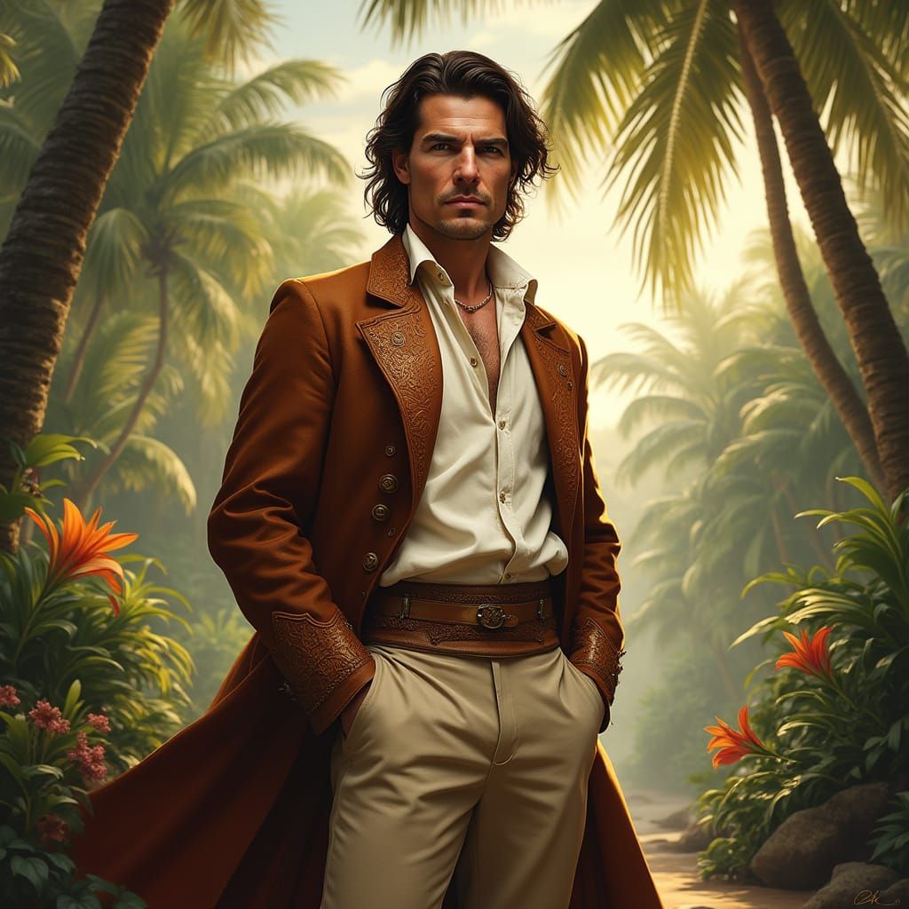 Tropical Vampire Lord in Lavish 19th-Century Attire