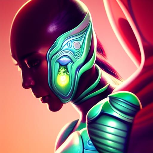 Majestic Sci-Fi Space Dragon Warrior Portrait