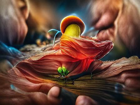 Falling Petal: Hyperrealistic Floral Landscape Photography