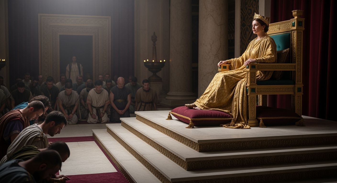 Majestic Roman Empress in Golden Throne Room