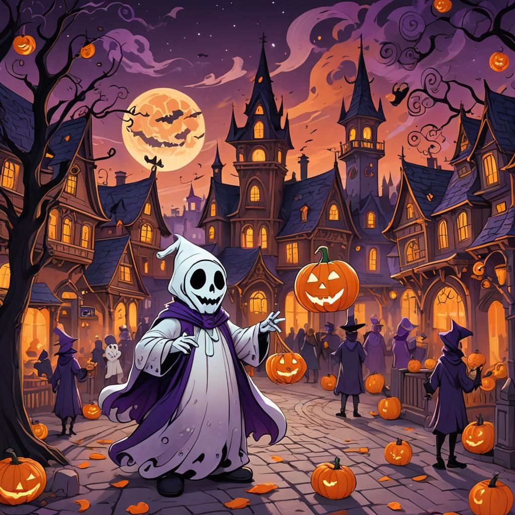 Halloween Ghost Trick-or-Treating: Fantasy Concept Art