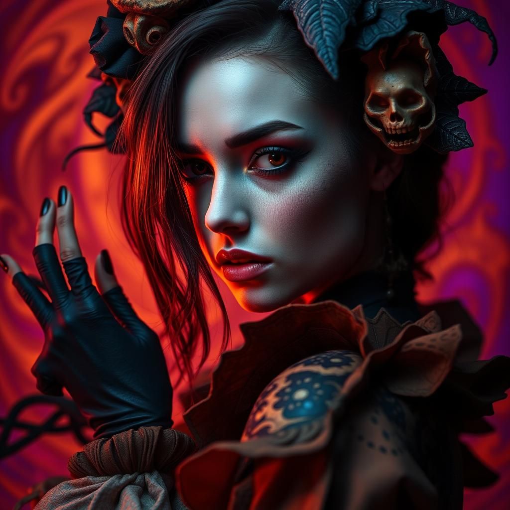 Halloween Costume Portrait in Hyperrealistic Style